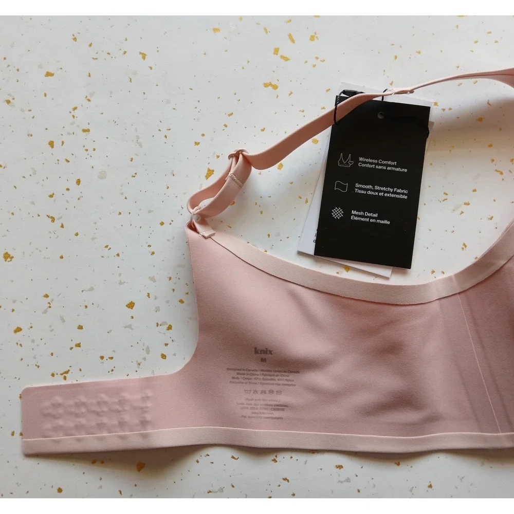 NWT Knix Revolution Shadow Mesh Wireless Bra - Size Med Rosewater